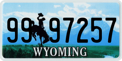 WY license plate 9997257