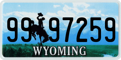 WY license plate 9997259