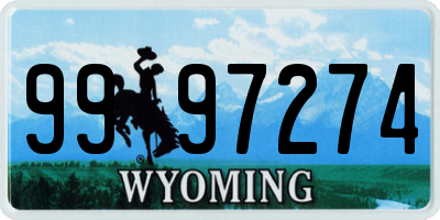 WY license plate 9997274