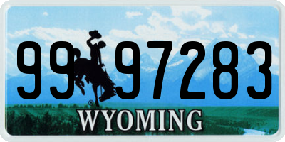 WY license plate 9997283