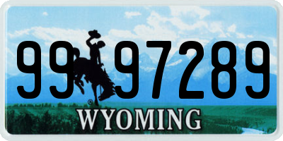 WY license plate 9997289