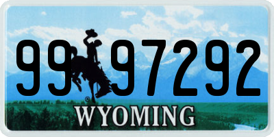 WY license plate 9997292