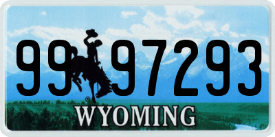 WY license plate 9997293