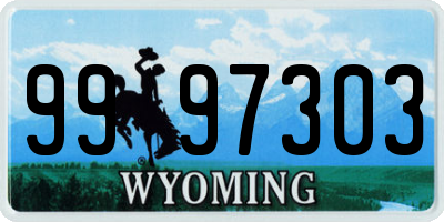 WY license plate 9997303