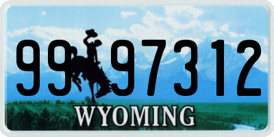 WY license plate 9997312