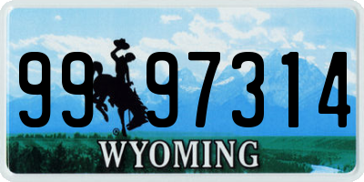 WY license plate 9997314