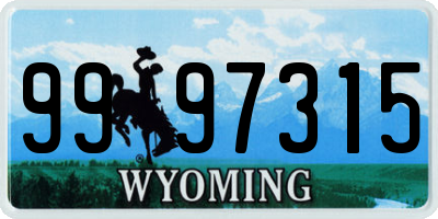 WY license plate 9997315