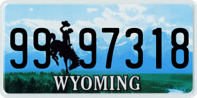 WY license plate 9997318