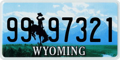 WY license plate 9997321