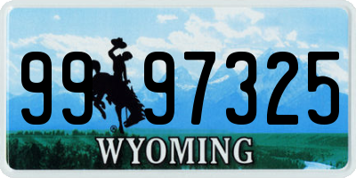 WY license plate 9997325