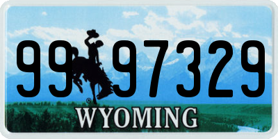 WY license plate 9997329