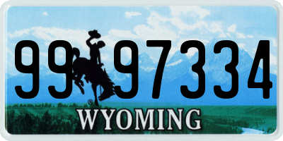 WY license plate 9997334
