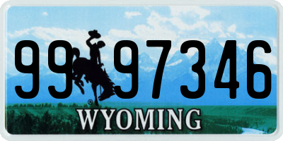 WY license plate 9997346