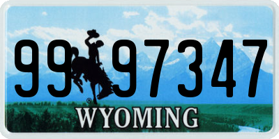 WY license plate 9997347