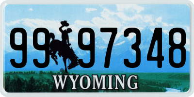 WY license plate 9997348