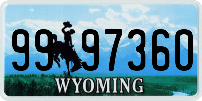 WY license plate 9997360