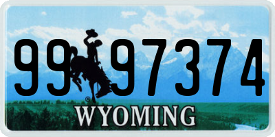 WY license plate 9997374