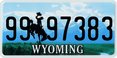 WY license plate 9997383