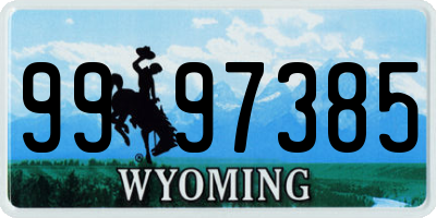 WY license plate 9997385