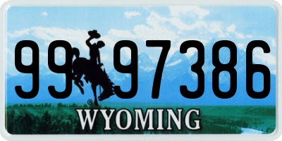 WY license plate 9997386