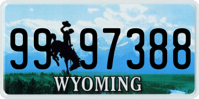 WY license plate 9997388