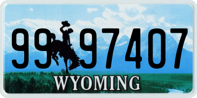 WY license plate 9997407