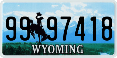 WY license plate 9997418