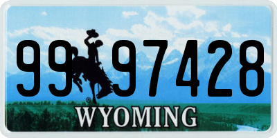 WY license plate 9997428