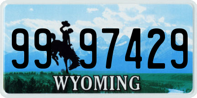 WY license plate 9997429