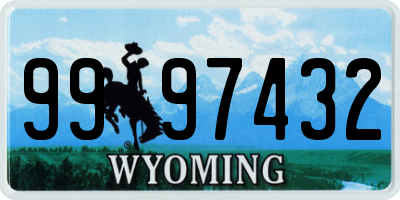 WY license plate 9997432