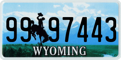 WY license plate 9997443