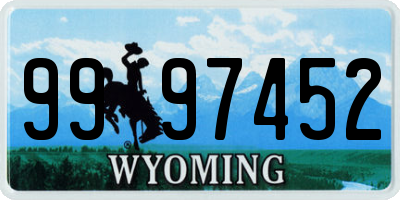 WY license plate 9997452