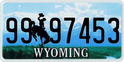 WY license plate 9997453