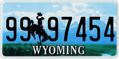 WY license plate 9997454