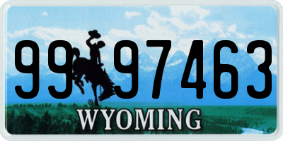 WY license plate 9997463