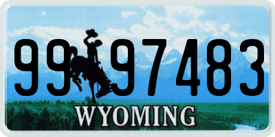 WY license plate 9997483