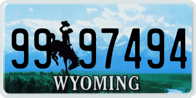 WY license plate 9997494