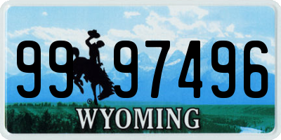 WY license plate 9997496