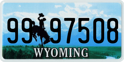 WY license plate 9997508