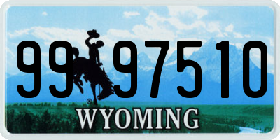 WY license plate 9997510