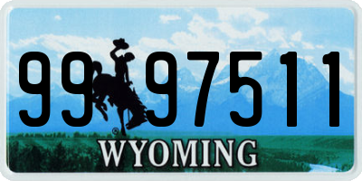 WY license plate 9997511