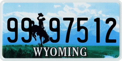 WY license plate 9997512