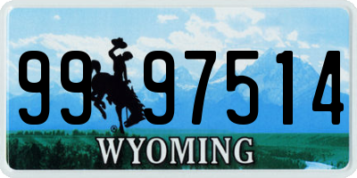 WY license plate 9997514