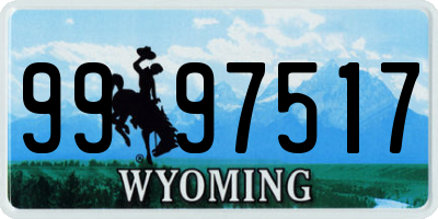 WY license plate 9997517