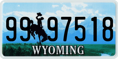 WY license plate 9997518