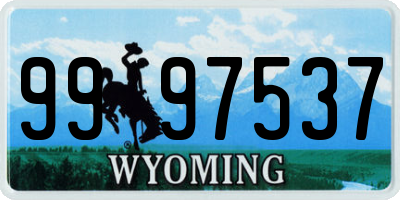 WY license plate 9997537