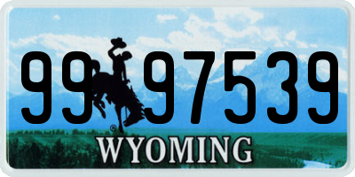 WY license plate 9997539