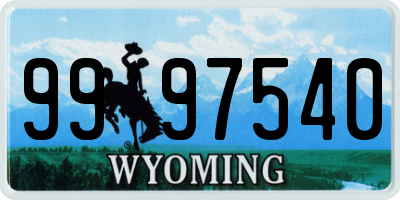 WY license plate 9997540