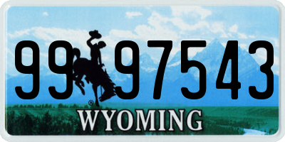 WY license plate 9997543