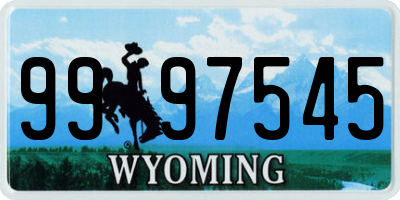 WY license plate 9997545